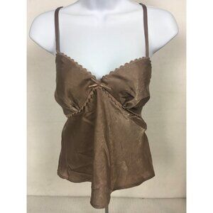 No Boundaries Camisole Top Women Size XL 16 18 Light Brown V neck Bow Adj Strap
